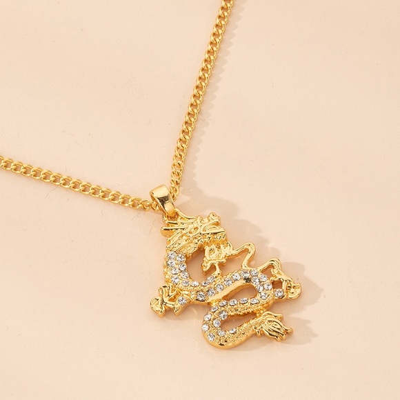 NEW | Gold Crystal Dragon Necklace 🐉 - Picture 3 of 4